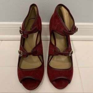 Never been worn!! Ann Taylor Maroon Suede Heels
